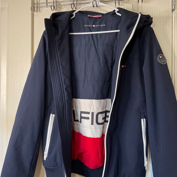 Tommy Hilfiger Dark Blue Hooded Jacket with White Accents - Picture 3 of 5